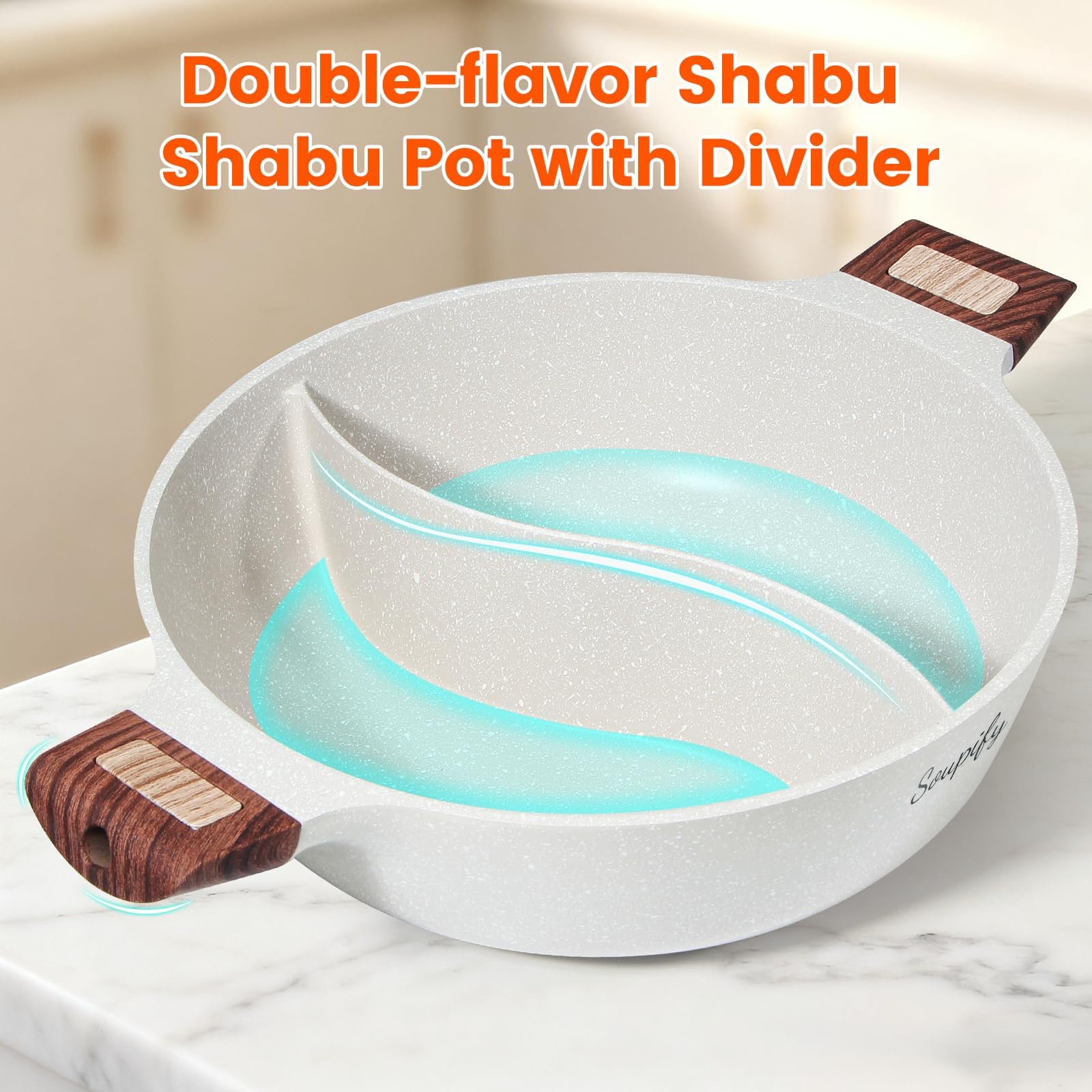 Soupify five-quart shabu shabu pot is induction, gas, electric, and ceramic compatible.