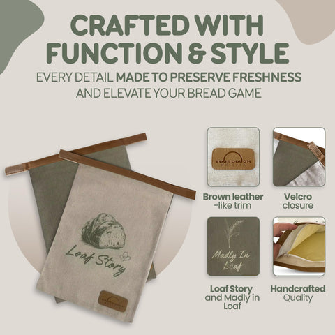 Sourdough Whisper Linen craftsmanship bag blends beauty with practical loaf storage.