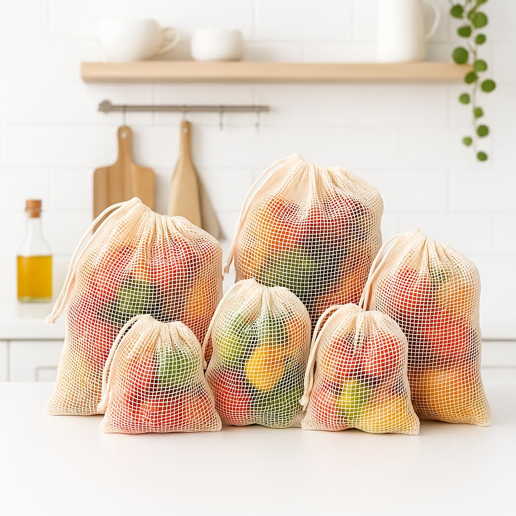 SOUS HOUSE breathable cotton mesh shows airy storage for fresh vegetables