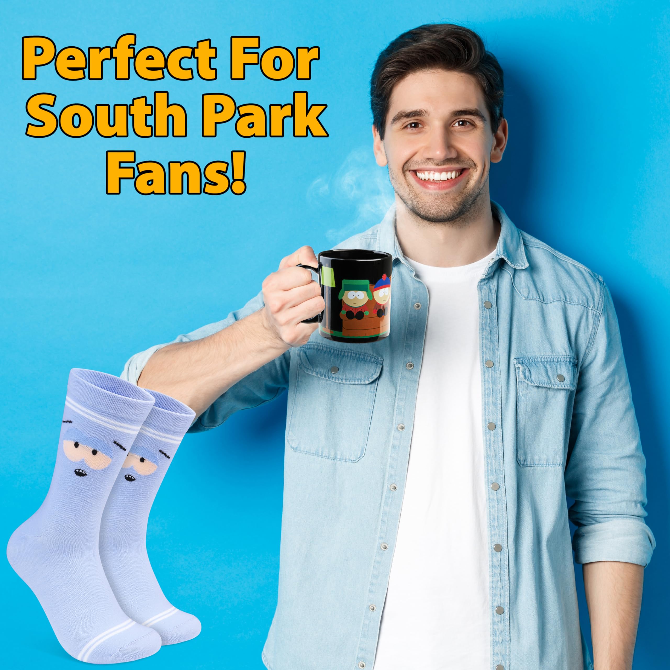South Park crew socks in blue and black for comfortable all-day wear