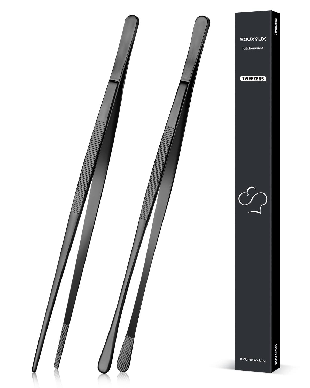 SouxMux 2Pcs 12-Inch Tweezers with skinny tips for precise plating tasks.