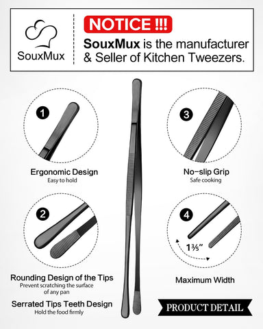 SouxMux tweezers with wider tips for handling larger items safely.