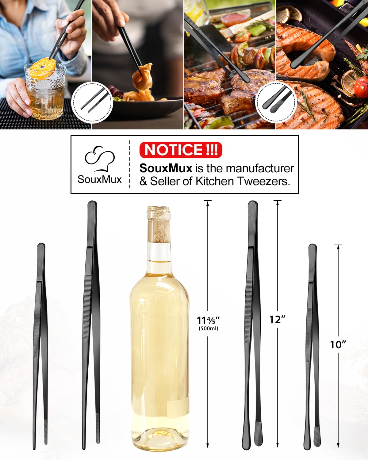 SouxMux serrated teeth help grip delicate foods without slipping.