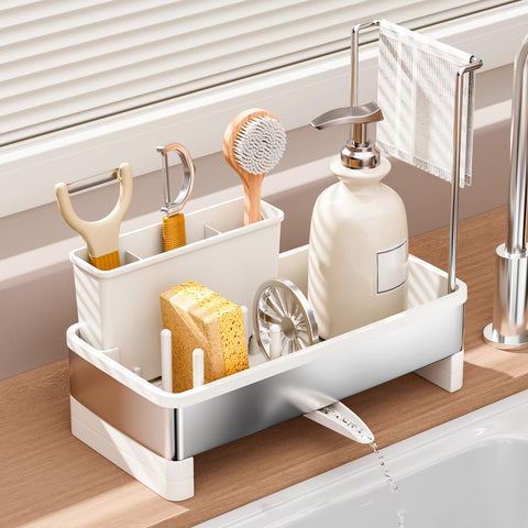 SOVGIZF sponge holder demonstrates rotatable spout keeping sponges dry