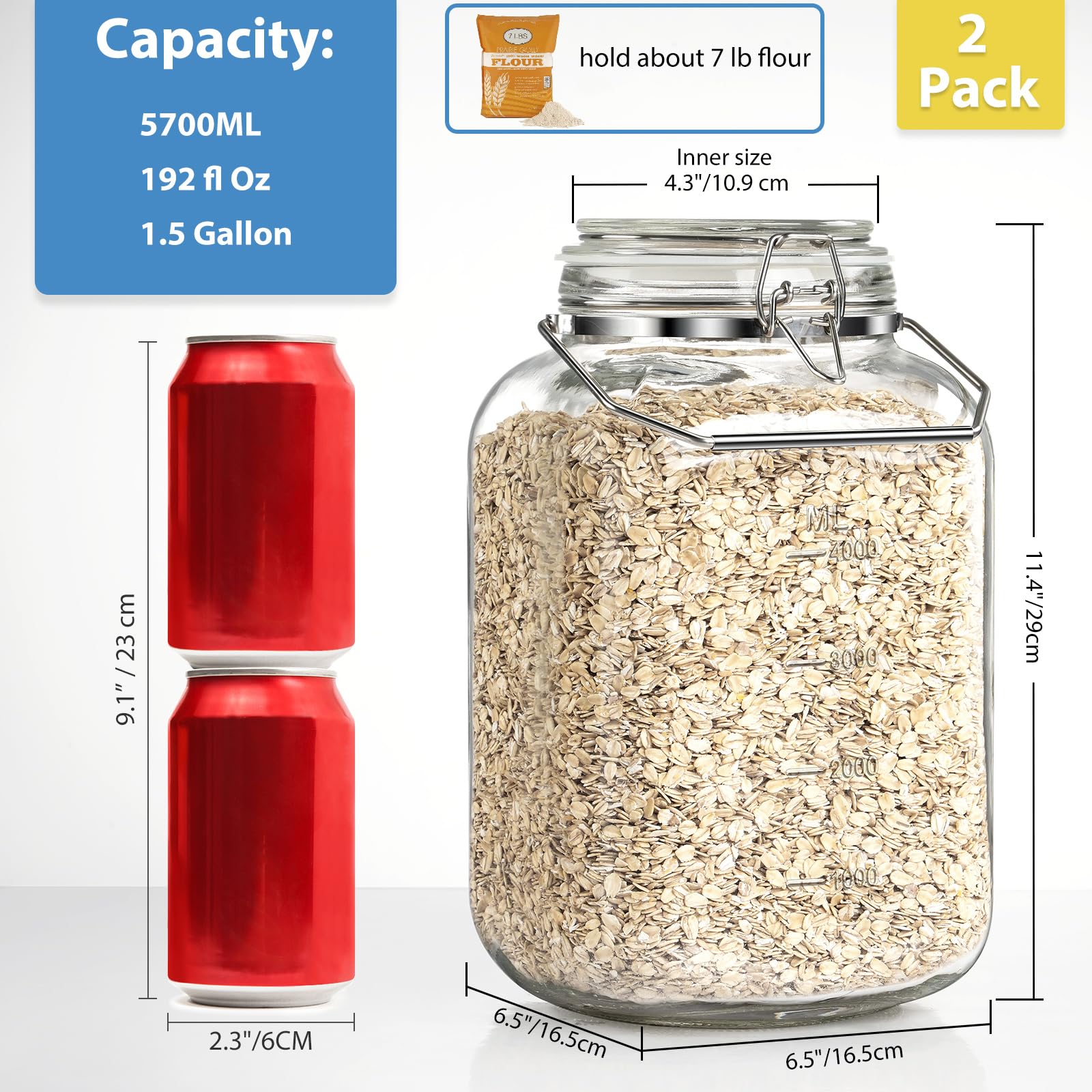 Sovietiep wide-mouth jar with scale marks for easy measuring