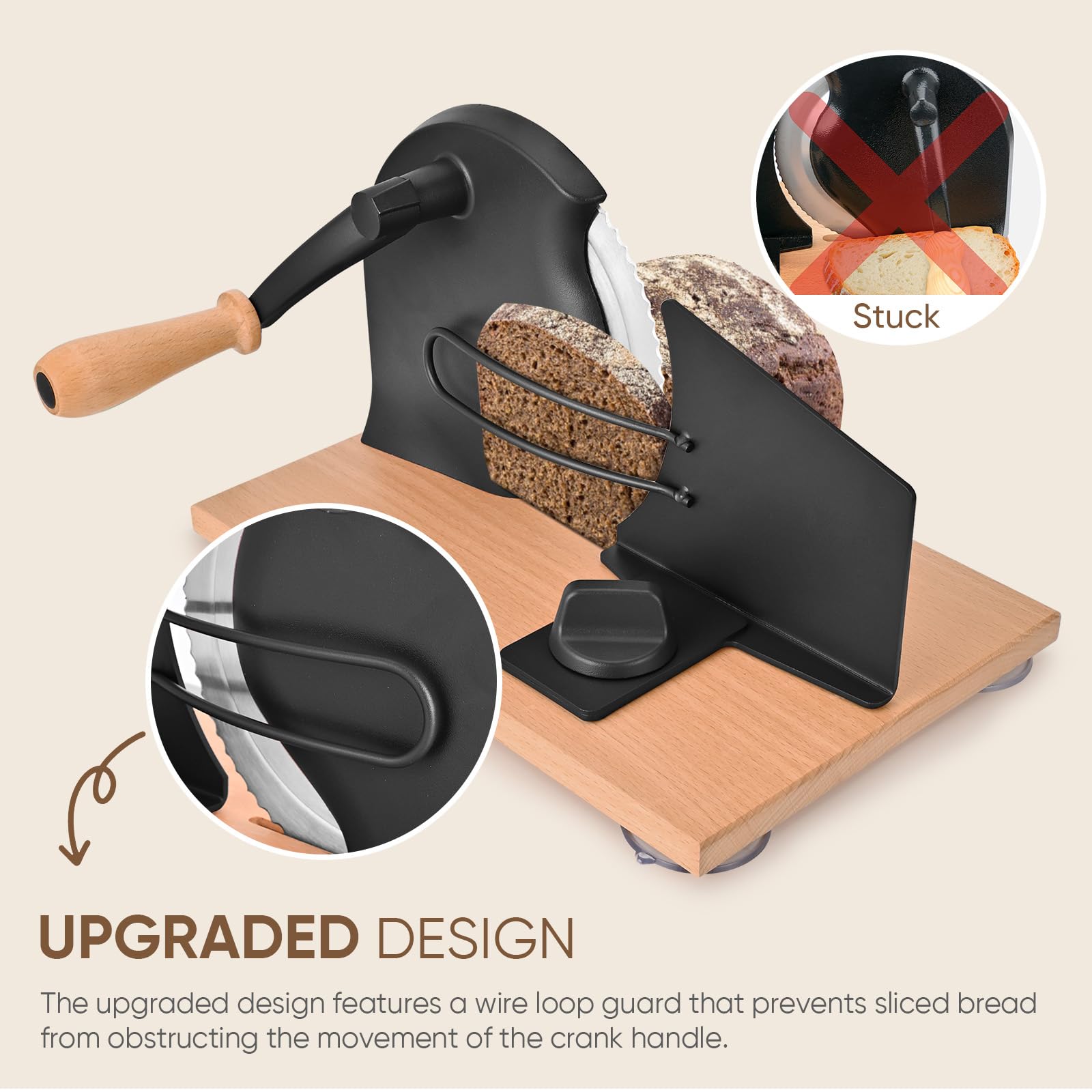 SOWKIPE stainless steel blades deliver clean cuts through bread.