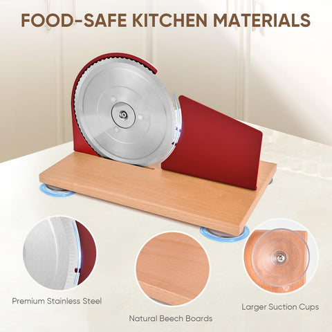 SOWKIPE wooden base with suction cups stabilizes slicing.