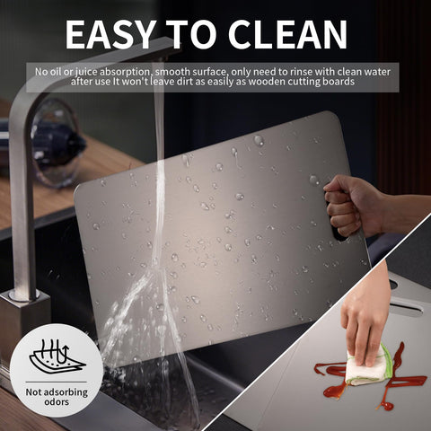 sowspoy Katuchef titanium cutting board solid-piece construction resists scratches and cracks.