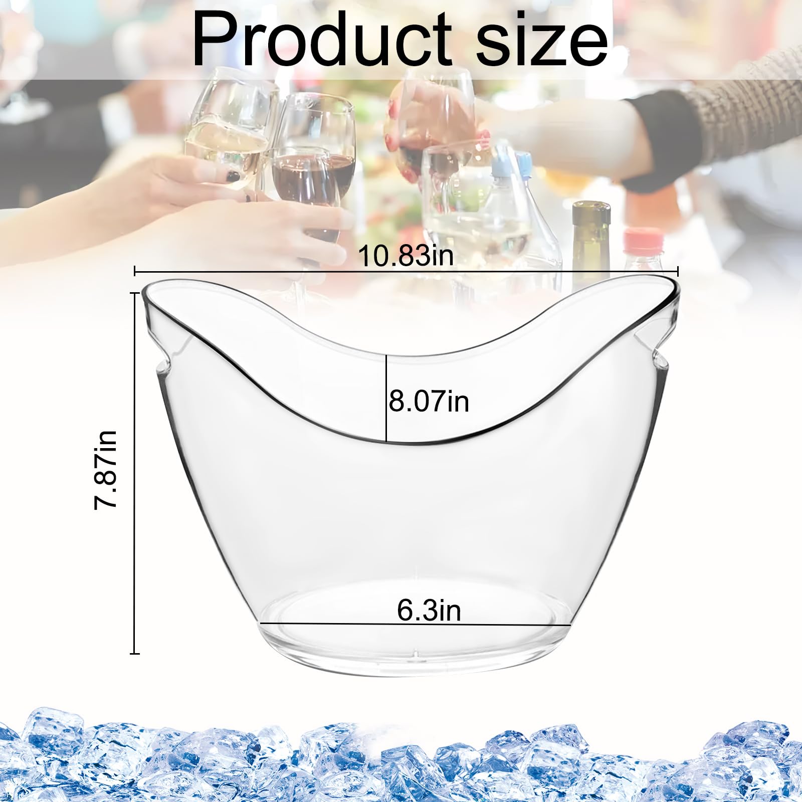 Clear acrylic design complements any party table with ice and bottles.