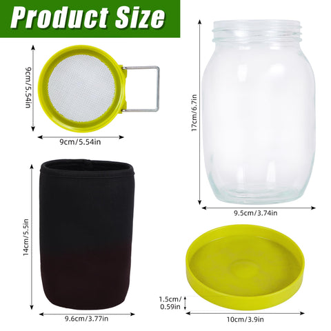 Sozize mesh lid with four feet enables fast drainage while keeping seeds intact.