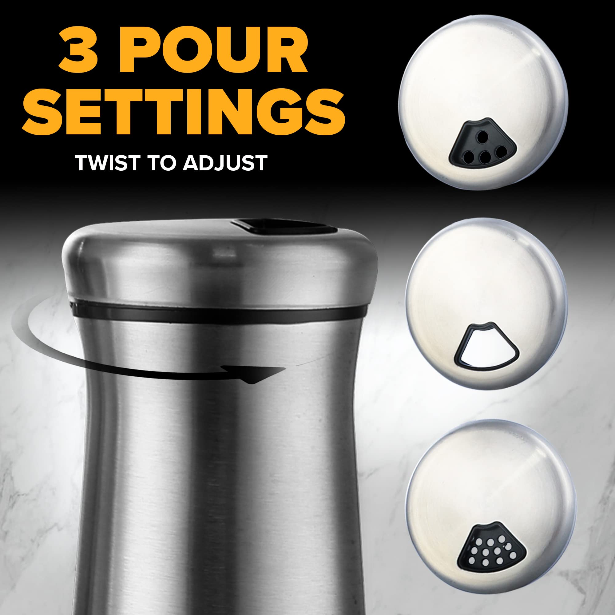 SP HOME GOODS adjustable pour holes provide controlled seasoning with less mess