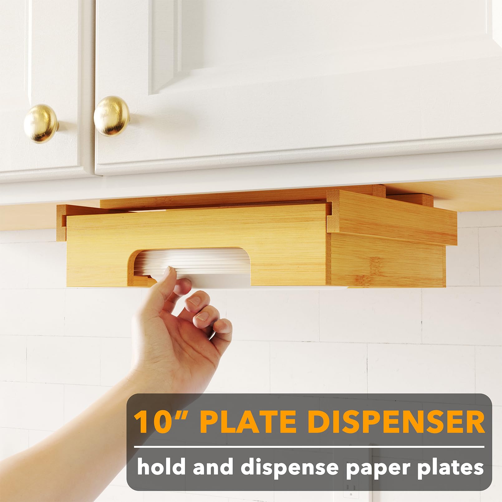 SpaceAid 10-inch plates storage in bamboo adds space for RV or boat kitchens.