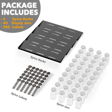 SpaceAid 4-tier tray organized; easy sight lines for quick seasoning.