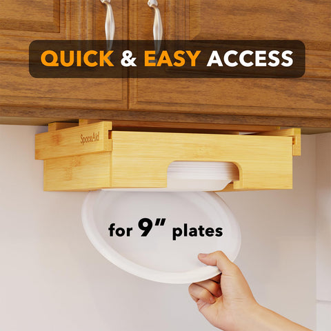 SpaceAid holds 9-inch plates inside for easy access.