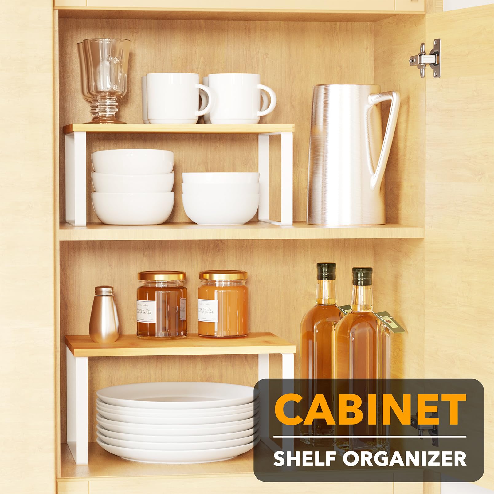 SpaceAid adjustable stackable design fits small or large kitchen spaces