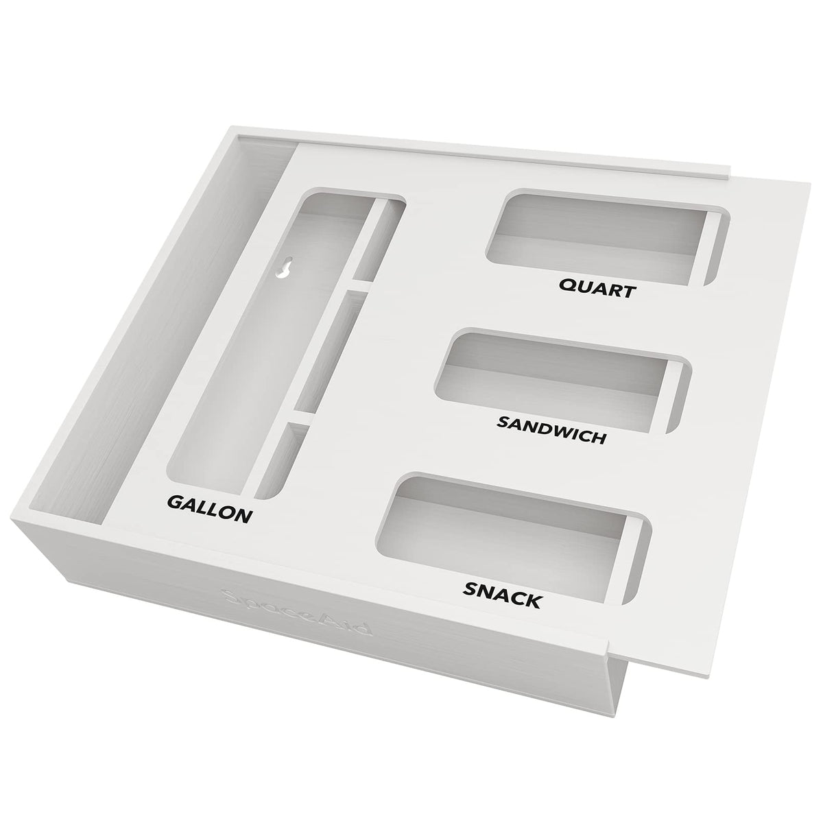 SpaceAid bag storage organizer bamboo box keeps kitchen drawers neat and accessible.