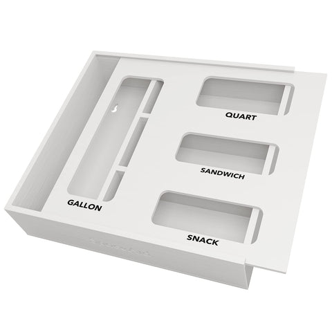 SpaceAid bag storage organizer bamboo box keeps kitchen drawers neat and accessible.