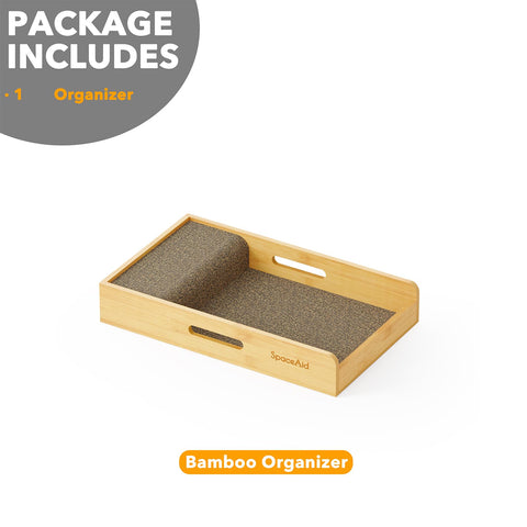 SpaceAid bamboo organizer promotes sustainable kitchen storage with durable construction.