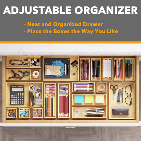 SpaceAid bamboo drawer organizer jewelry tray arranges accessories neatly.