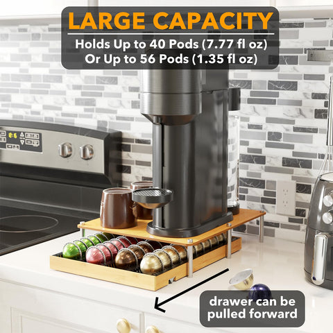 SpaceAid bamboo pod organizer tray—efficient counter space with clear pod visibility.