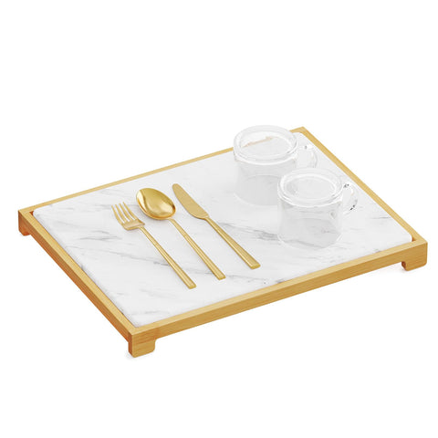 SpaceAid bamboo rack dish pad on counter keeps countertops neat and dry