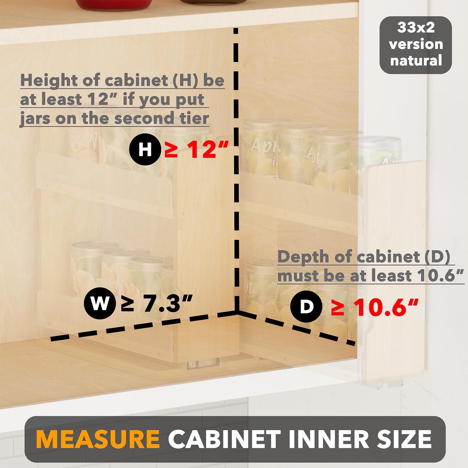 SpaceAid bamboo spice rack installed in cabinet for easy access