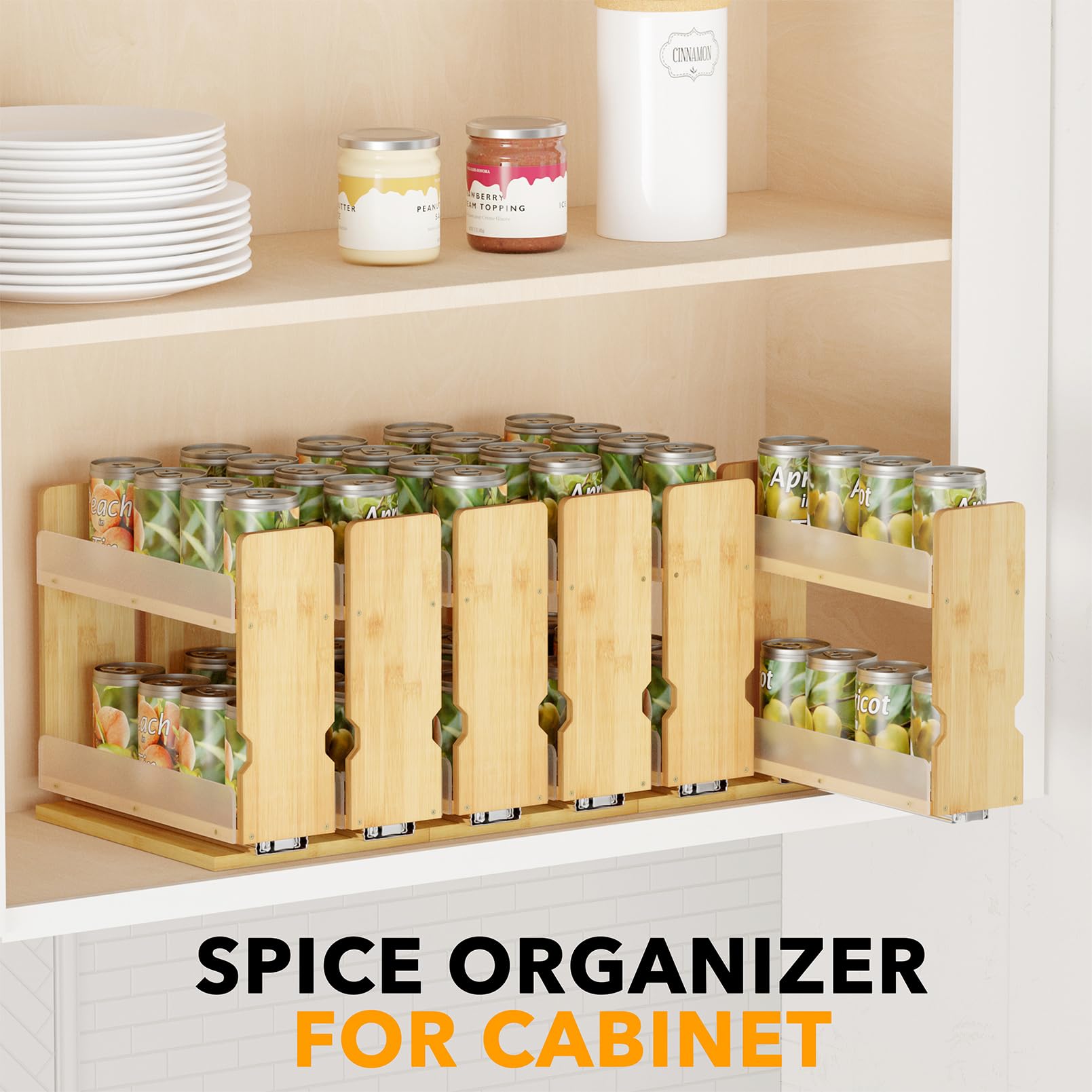 SpaceAid natural finish bamboo rack complements kitchen aesthetics