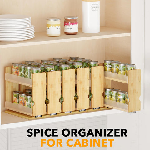 SpaceAid natural finish bamboo rack complements kitchen aesthetics