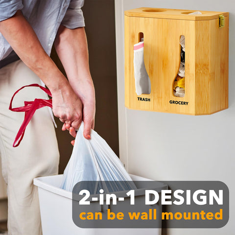 SpaceAid bamboo under-sink organizer shown in a compact kitchen setup.