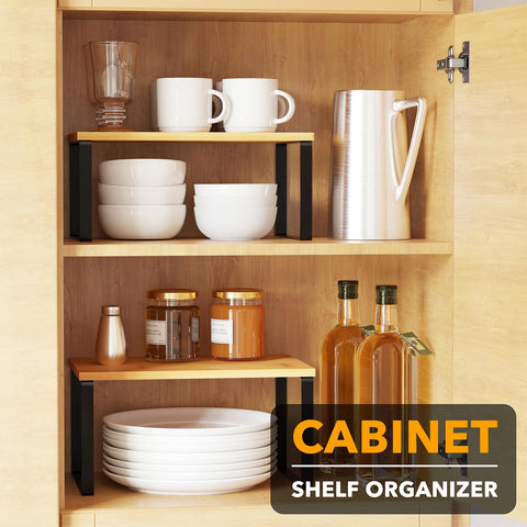 SpaceAid bamboo shelves close-up highlighting natural material and sturdy construction.