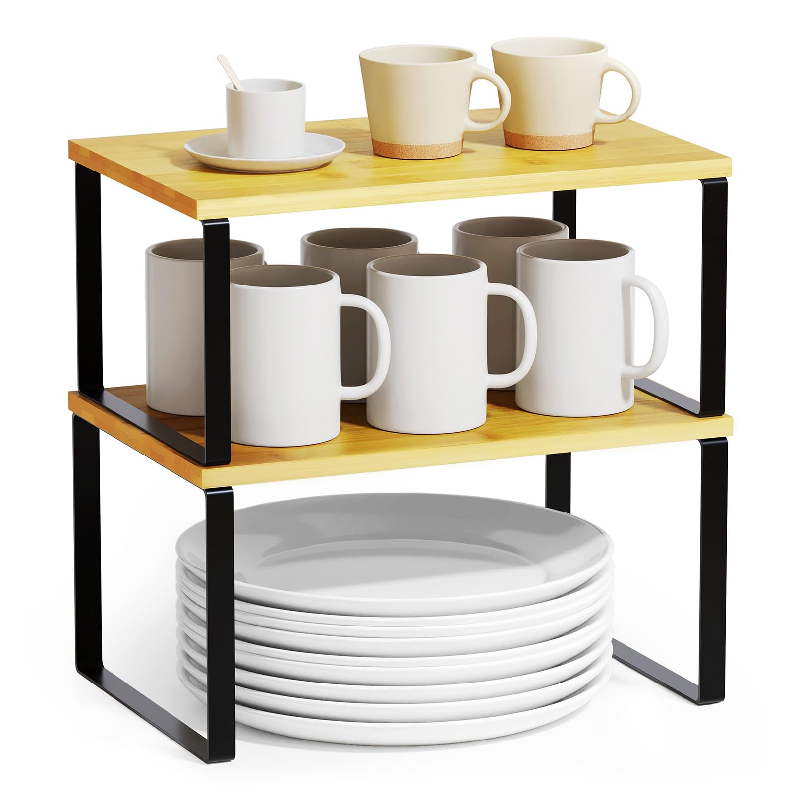 SpaceAid cabinet shelf organizer top view for efficient cabinet organization.