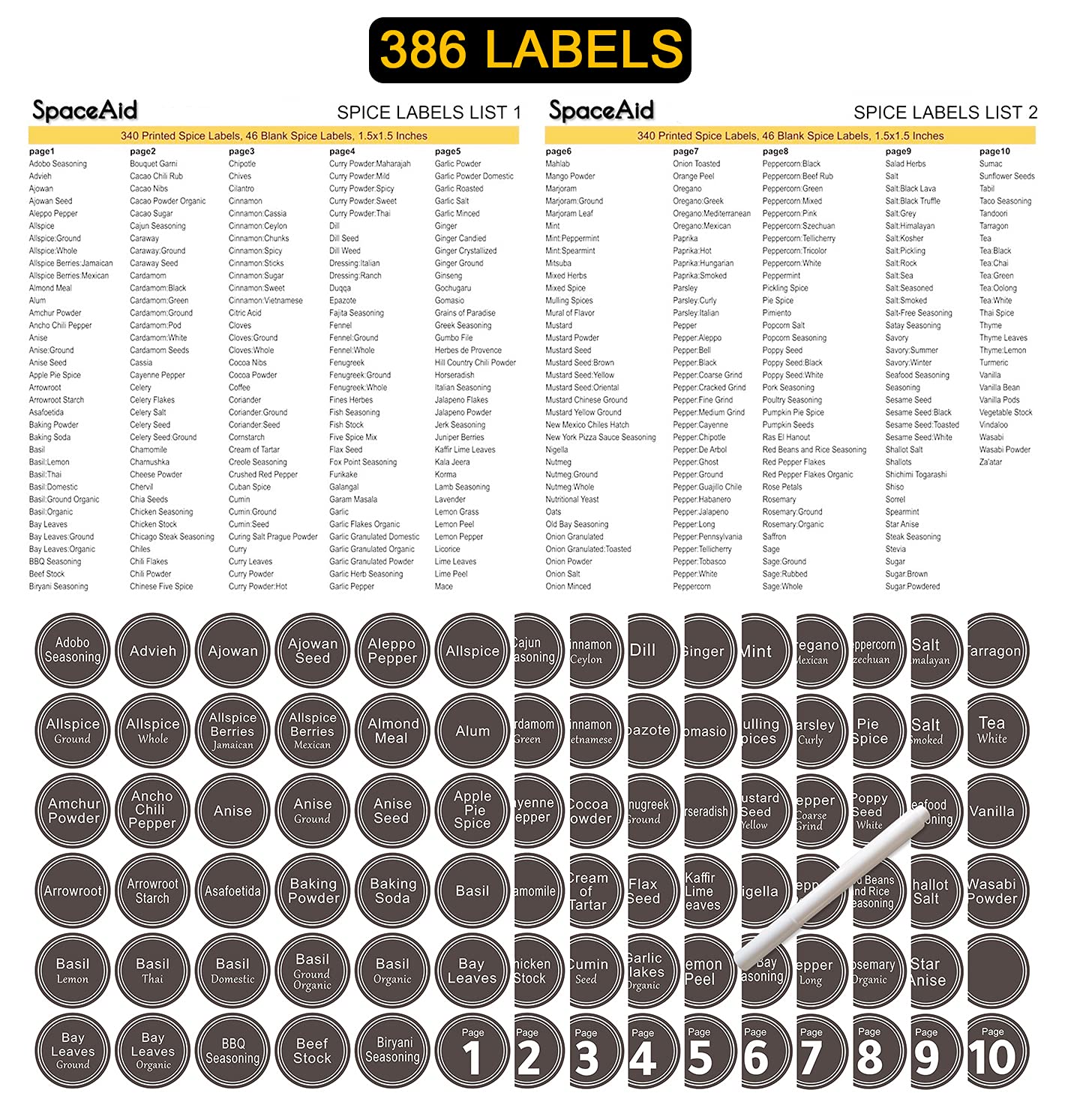 SpaceAid chalk marker for clear, customizable spice labeling