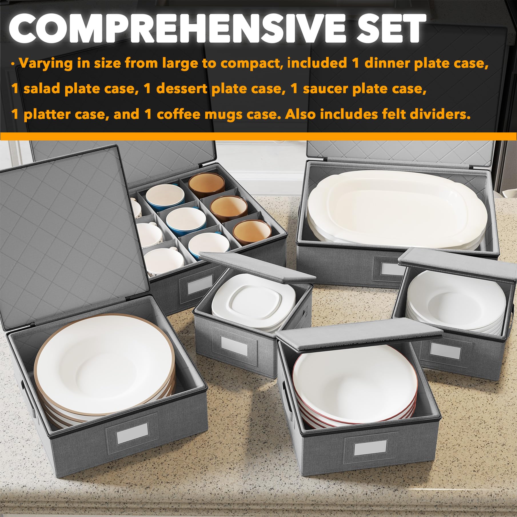 SpaceAid china storage containers felt dividers keep items separated