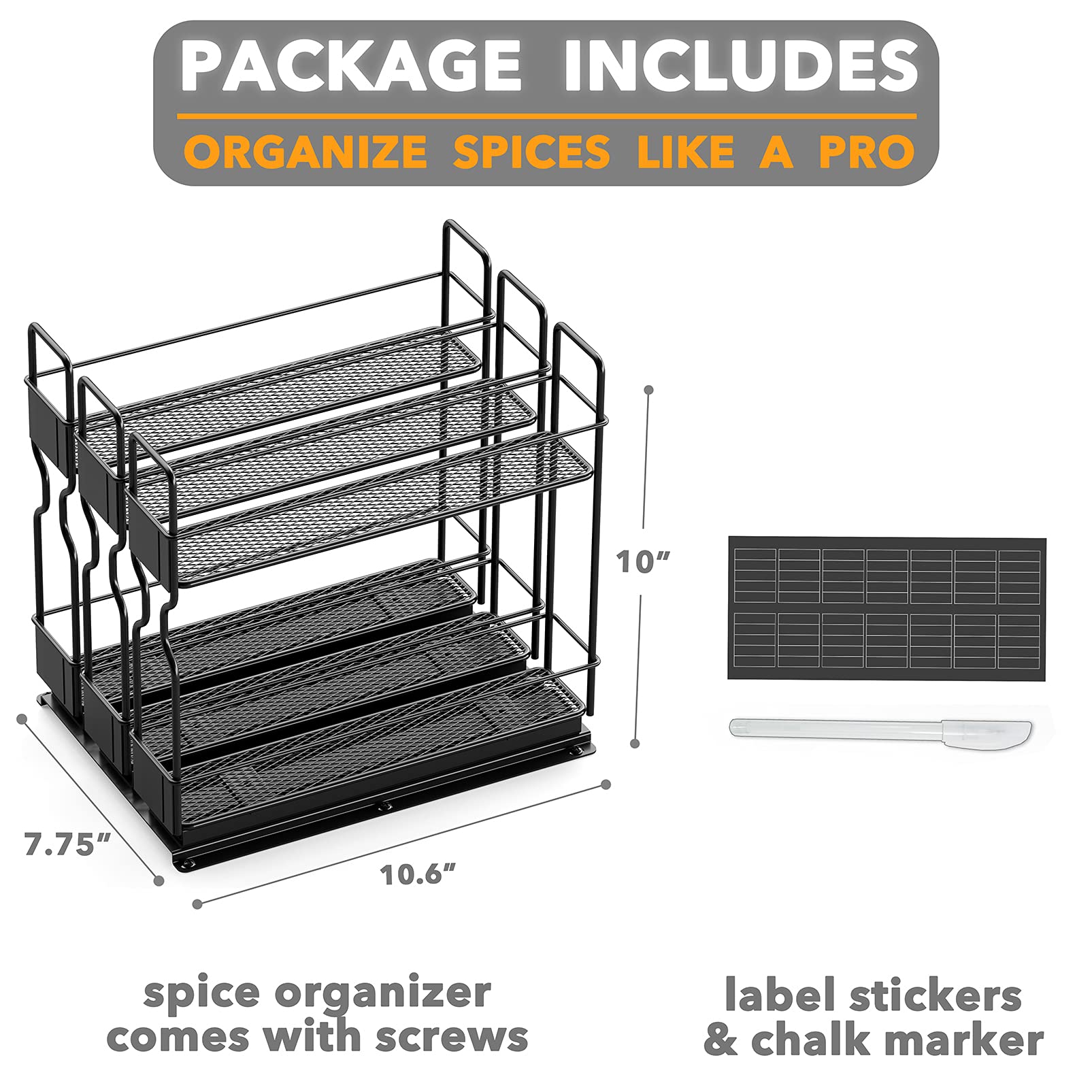 SpaceAid compact dimensions fit most upper cabinets for clutter-free storage.