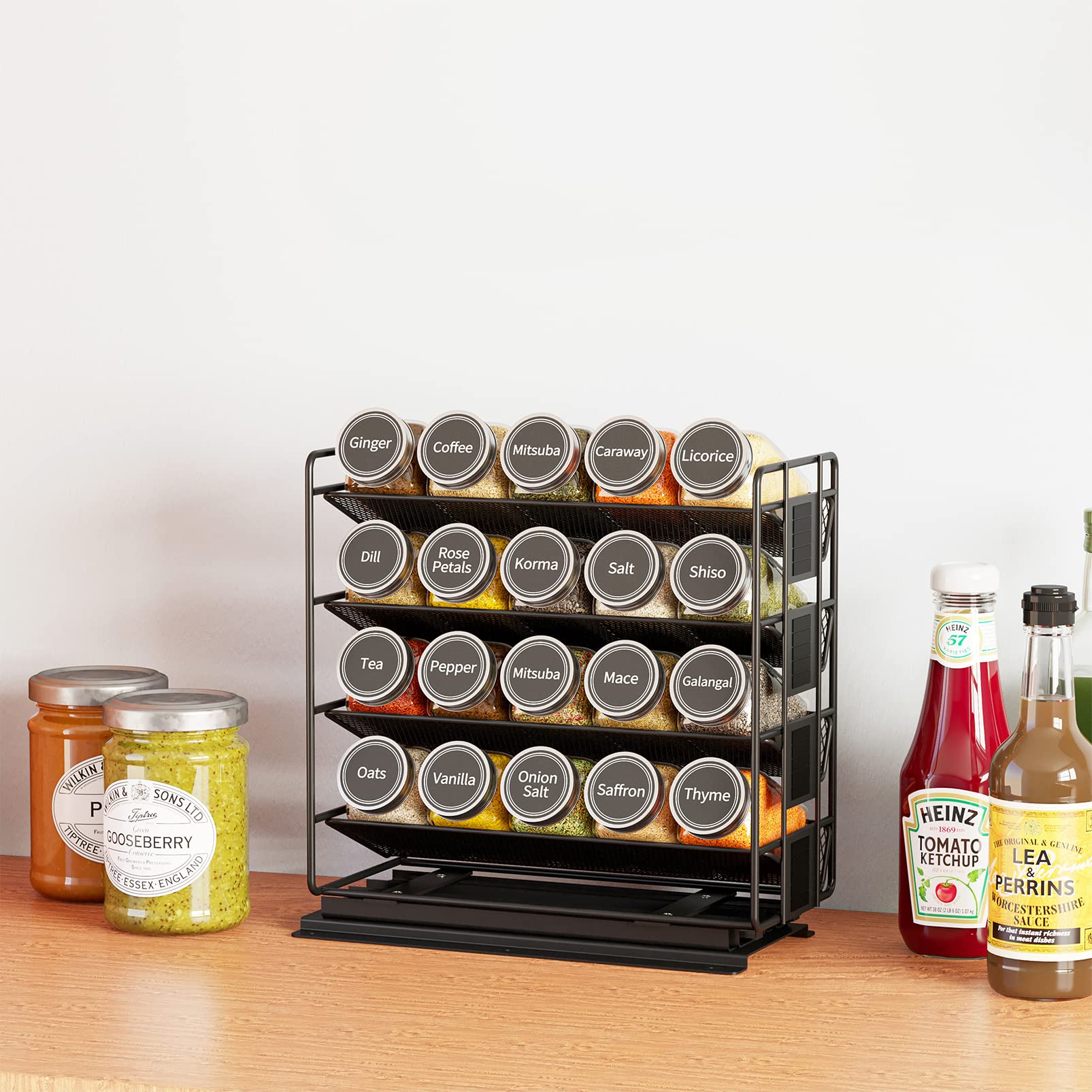 SpaceAid compact spice rack helps maximize cabinet space.