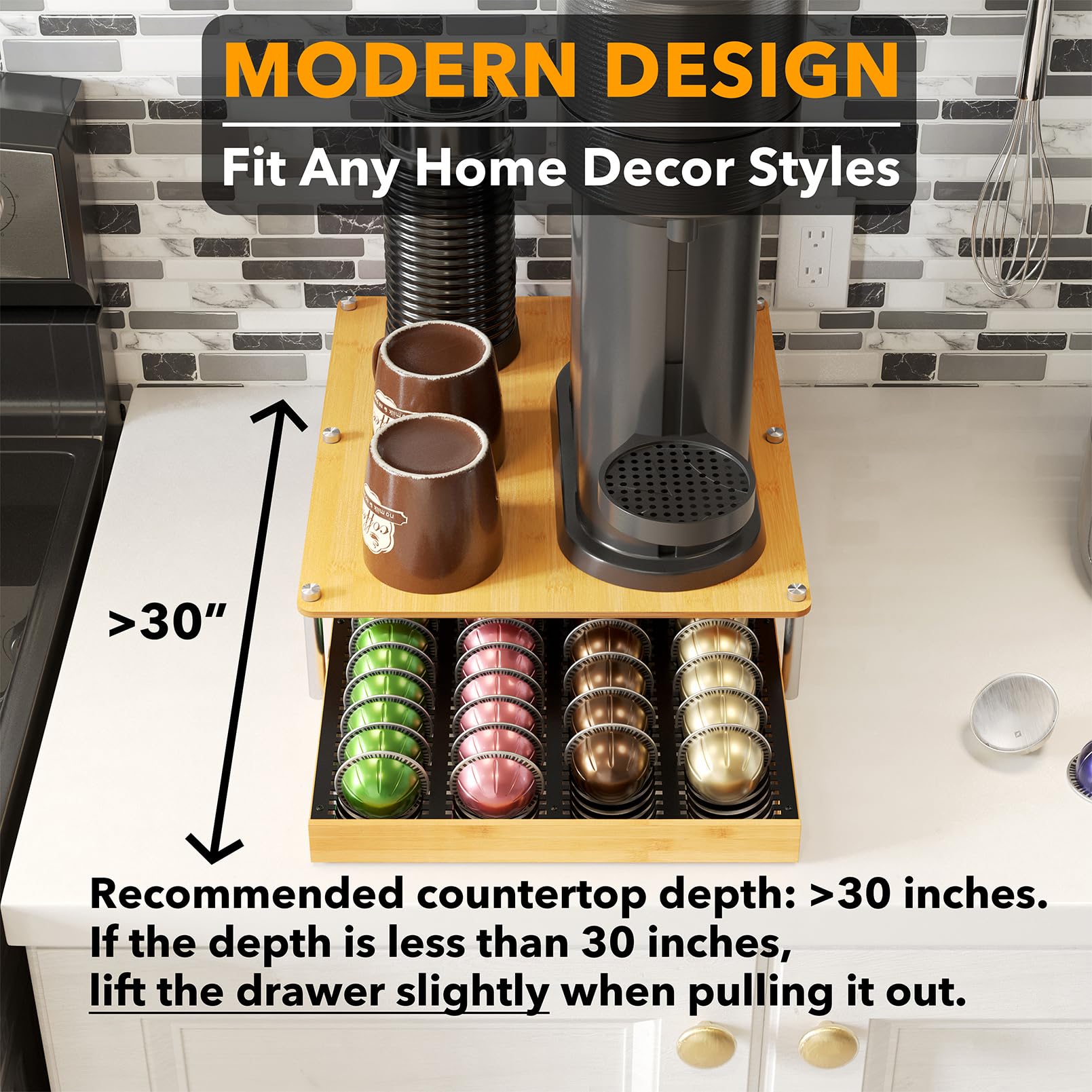 SpaceAid compact kitchen rack—tidy, stylish coffee station organization.