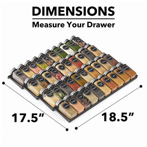 SpaceAid drawer rack assembly; sturdy steel frame supports a wide spice collection.