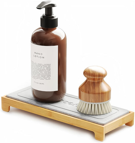 SpaceAid DryingNeat sink caddy on a kitchen counter keeps supplies organized and dry
