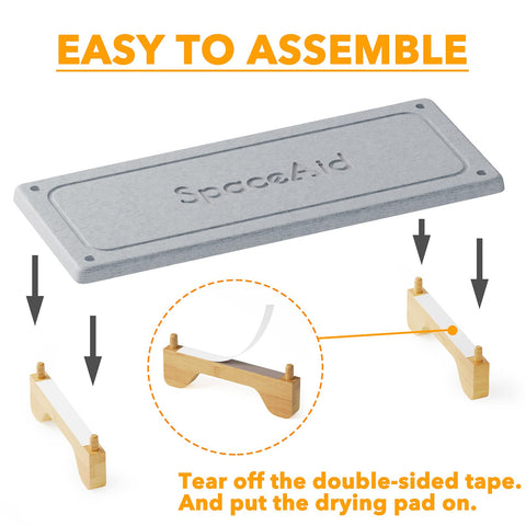 SpaceAid DryingNeat bamboo feet provide stable counter placement