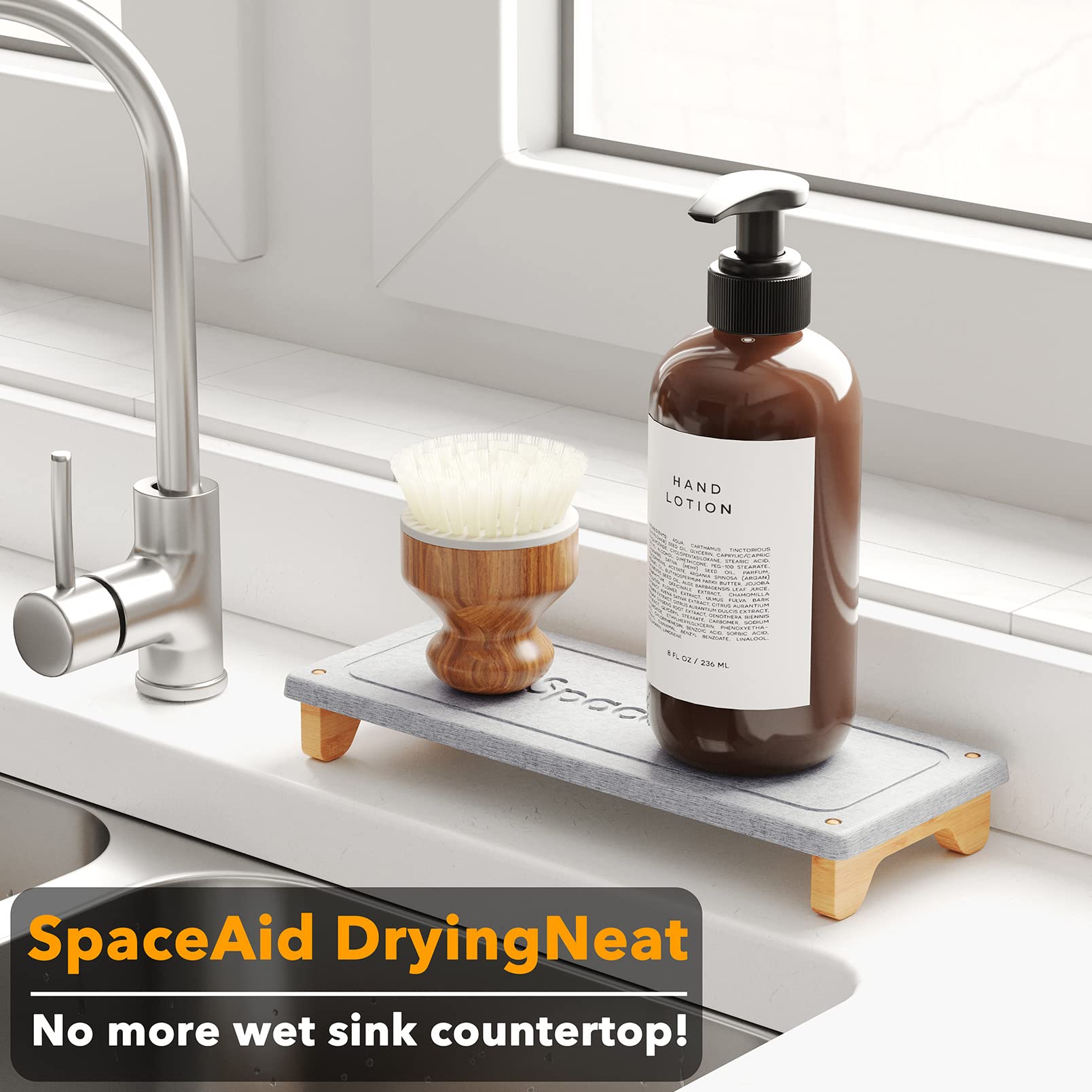 SpaceAid DryingNeat with quick-dry pad speeds up sponge and brush drying