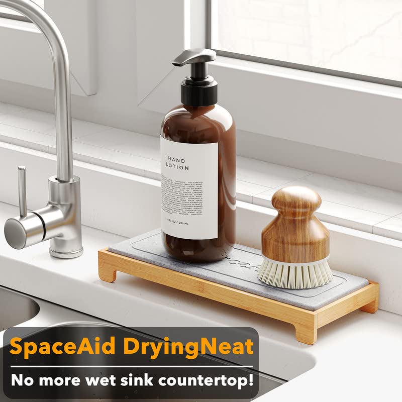 SpaceAid DryingNeat sponge holder drains water quickly to reduce countertop mess