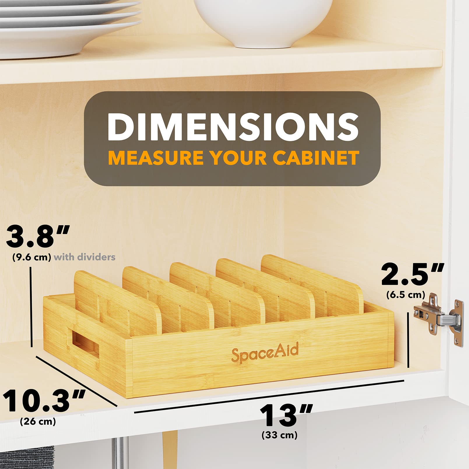 SpaceAid durable bamboo construction offers sturdy lid support for daily use.