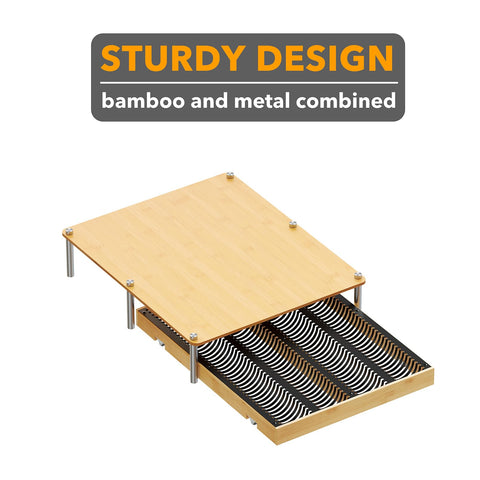 SpaceAid easy-assembly bamboo pod holder—quick setup without tools.
