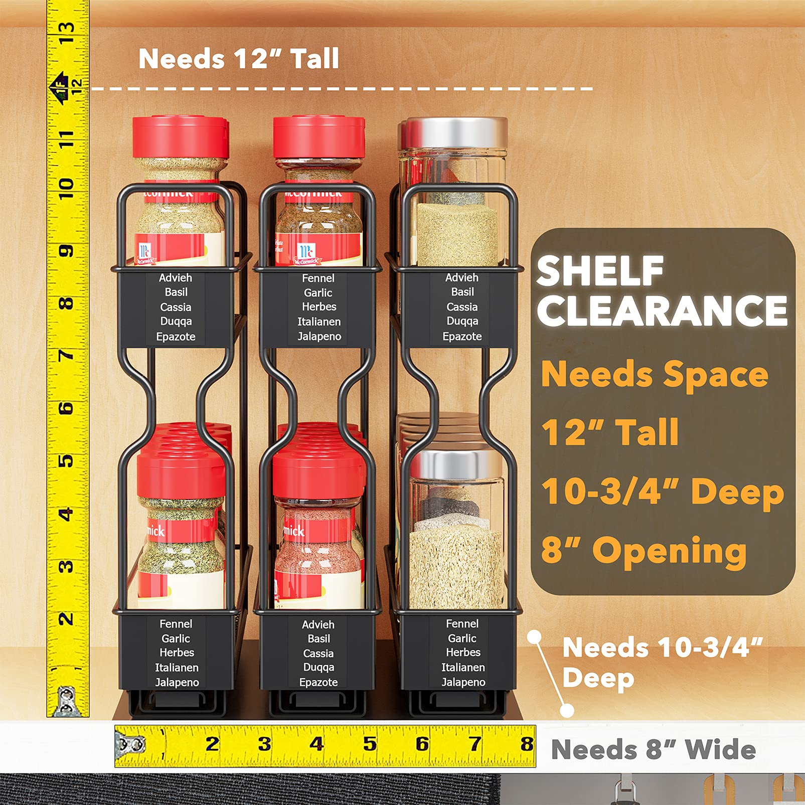 SpaceAid heavy-duty ball-bearing slides offer smooth, full-extension access.