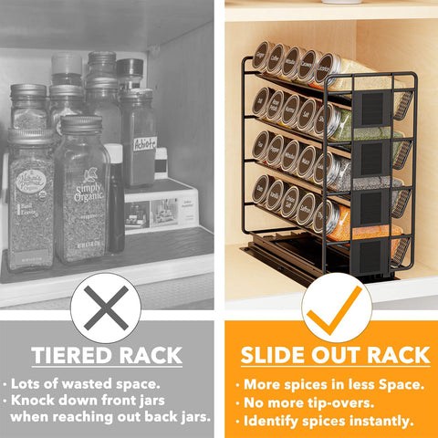 SpaceAid heavy-duty spice rack with ball bearing glides for smooth sliding.
