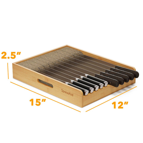SpaceAid knife drawer organizer fully assembled and ready for use.