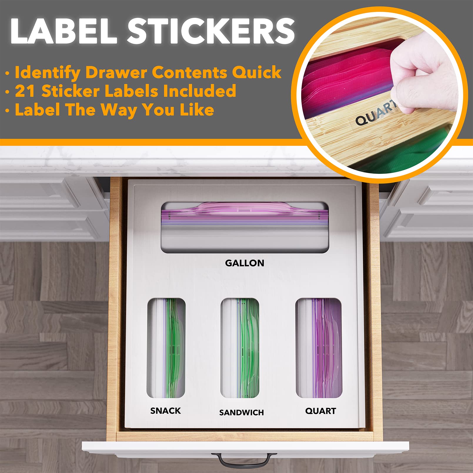 SpaceAid label stickers included for quick identification and tidy labeling.