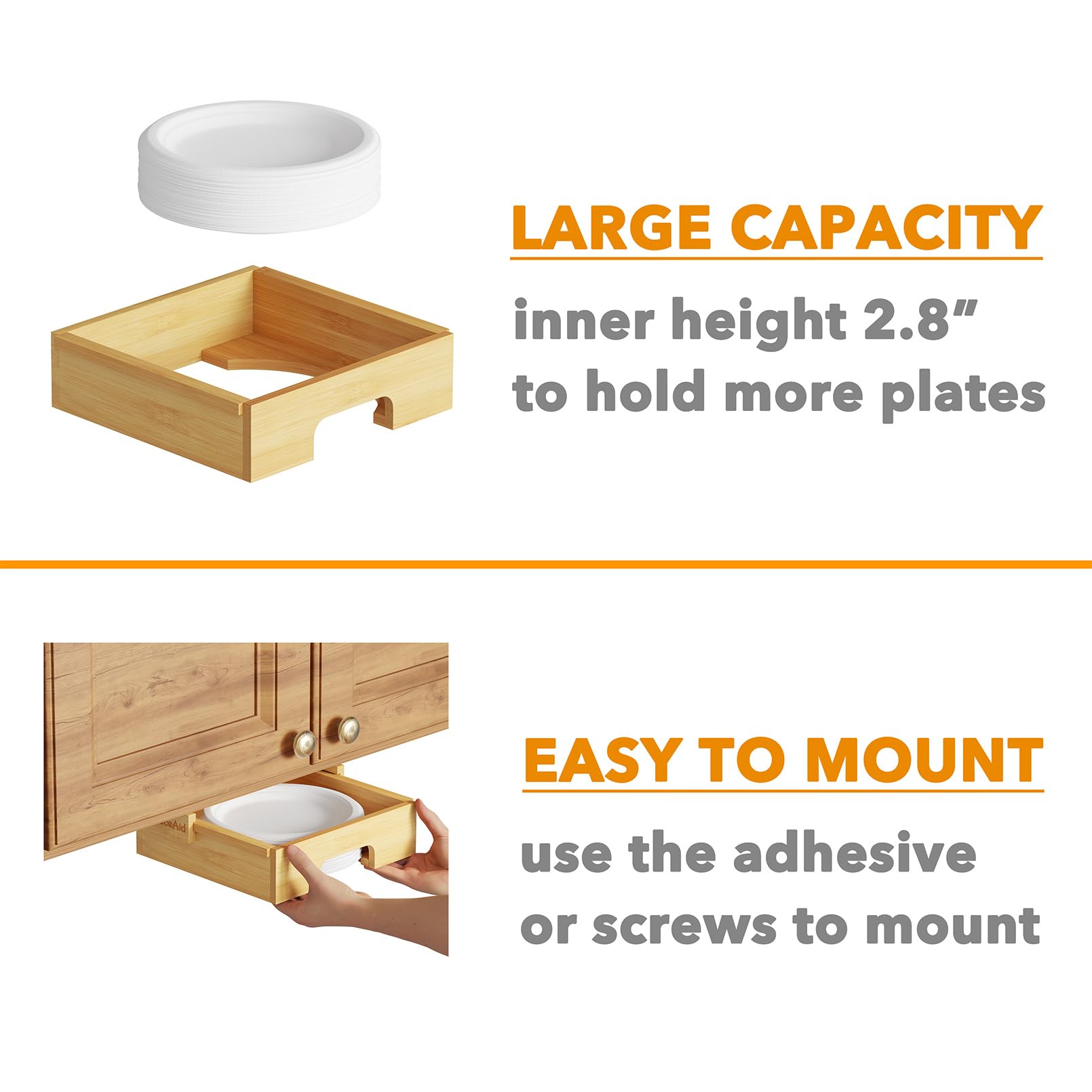 Generous 2.8 inch interior height fits many plates