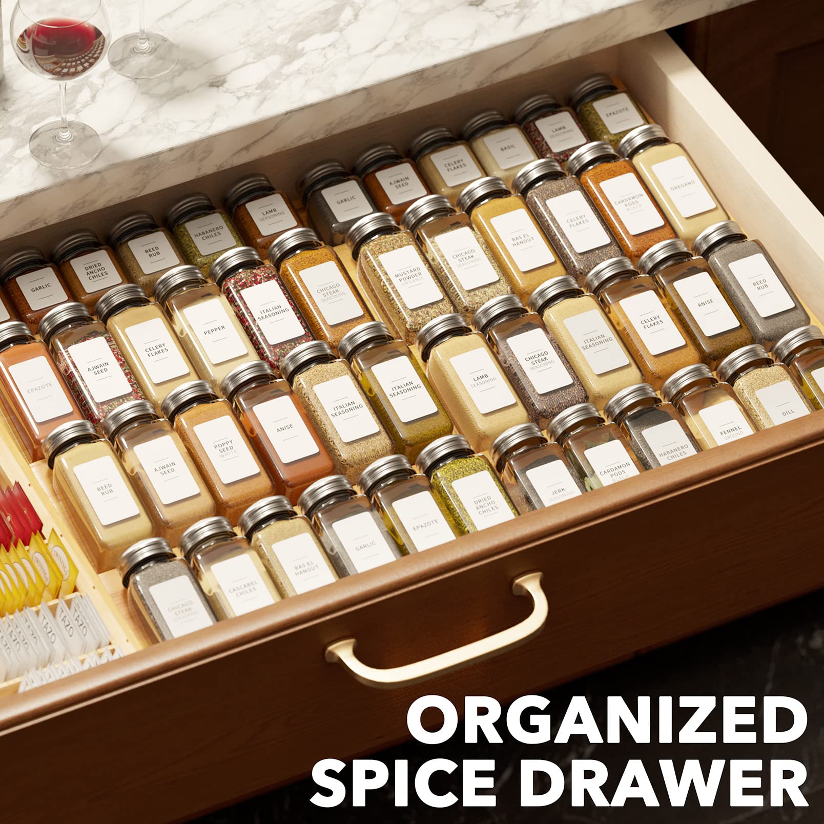 SpaceAid bamboo finish complements modern kitchens with natural, stylish storage.