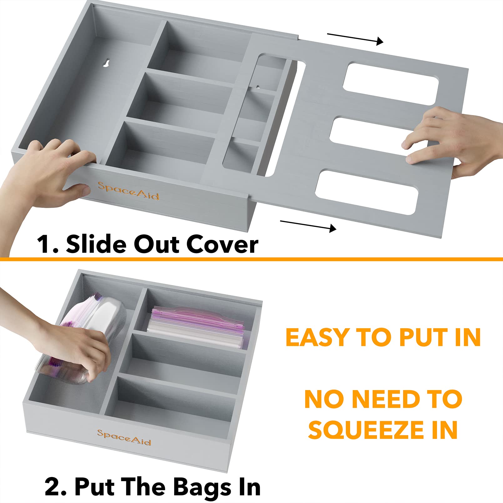 SpaceAid drawer organizer arrives ready to use with no assembly required.